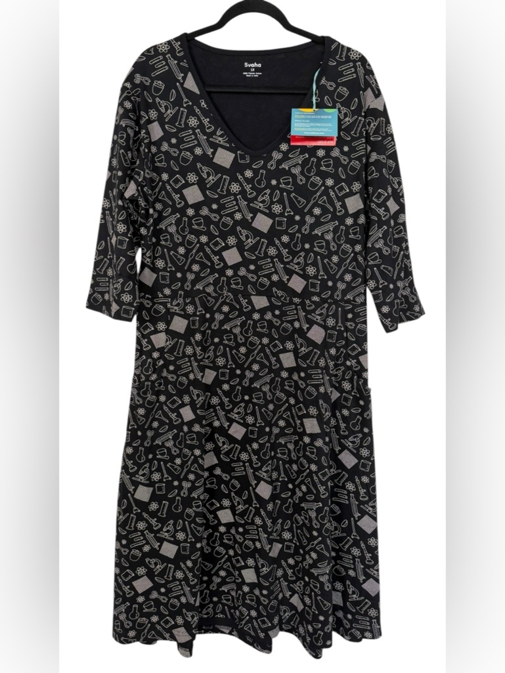 NWT Svaha Science STEM A-Line Dress Black W/ Pockets Teacher Size 1X